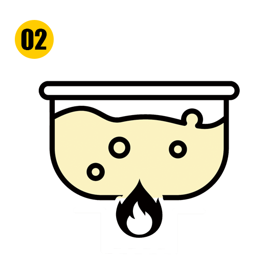 弱火で焦がさないようにじっくり溶かす。